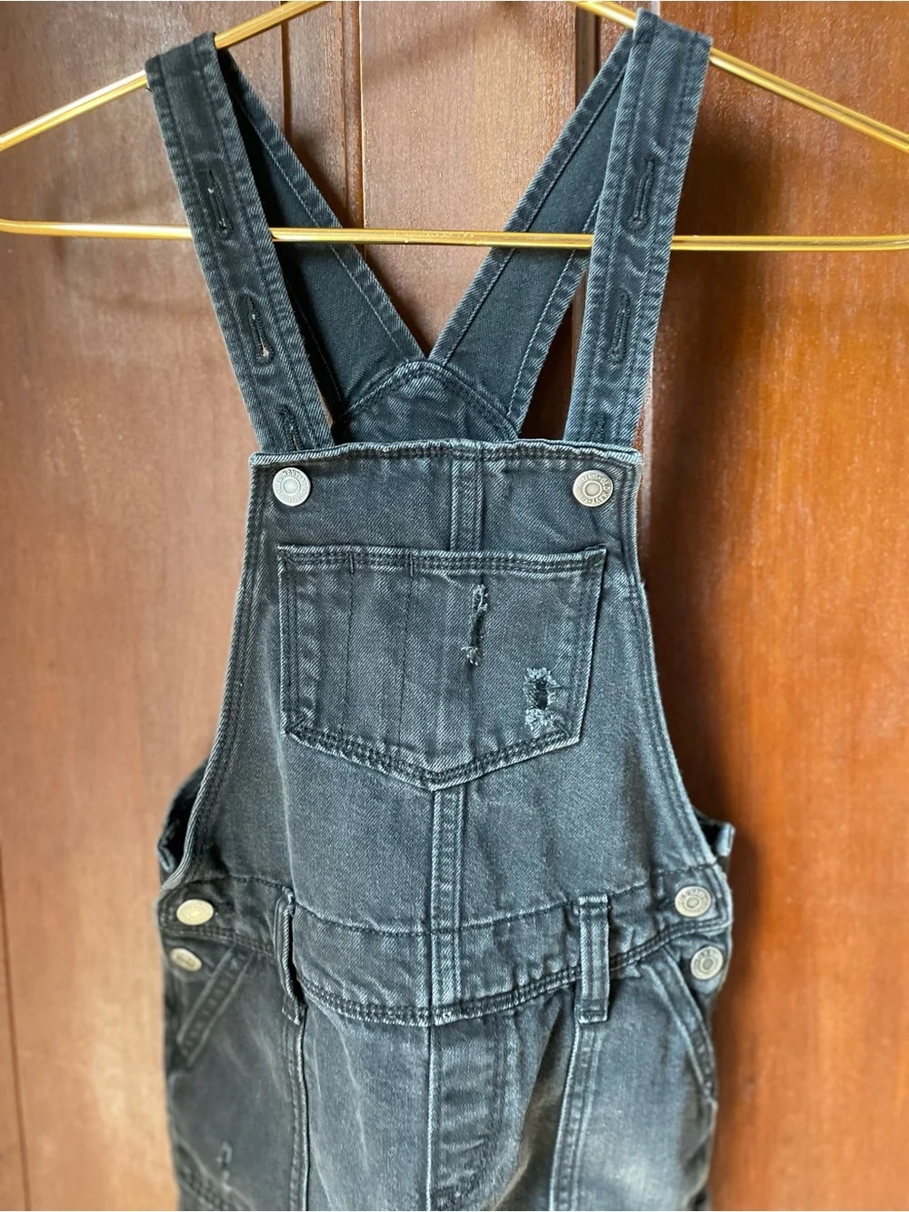 Old Navy girls medium 8 black denim bibs overalls